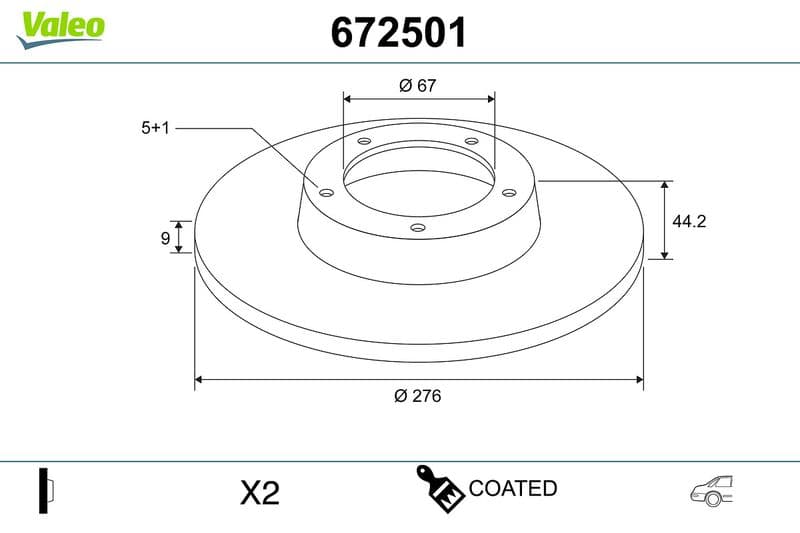 Disc frana VALEO COATED 672501