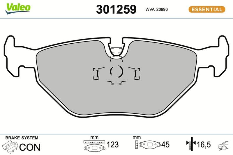 set placute frana,frana disc VALEO ESSENTIAL 301259