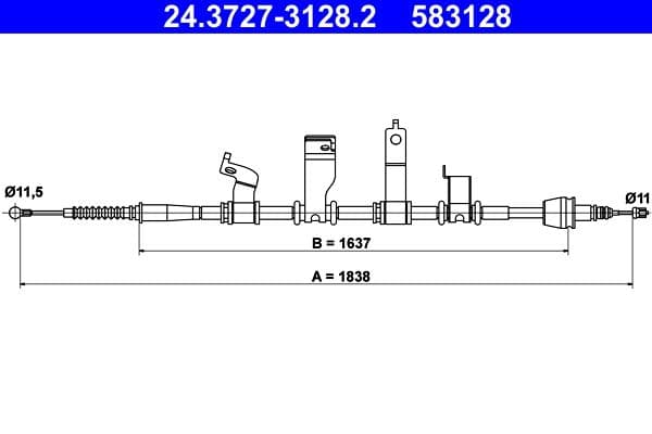 Cablu, frana de parcare ATE 24.3727-3128.2