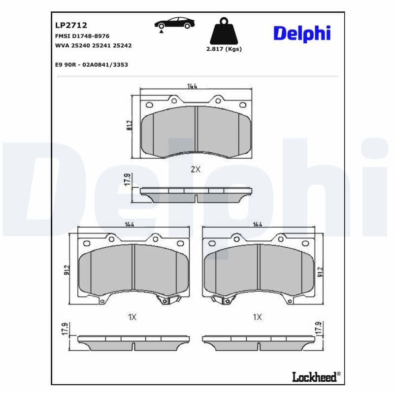 set placute frana,frana disc DELPHI LP2712