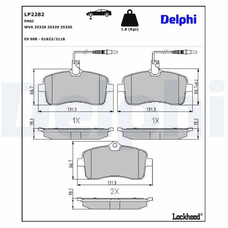 set placute frana,frana disc DELPHI LP2282