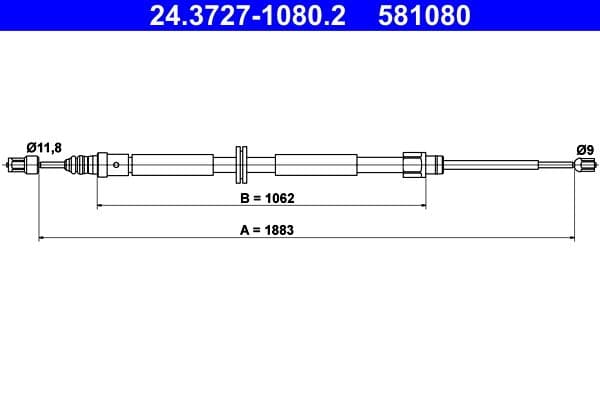 Cablu, frana de parcare ATE 24.3727-1080.2