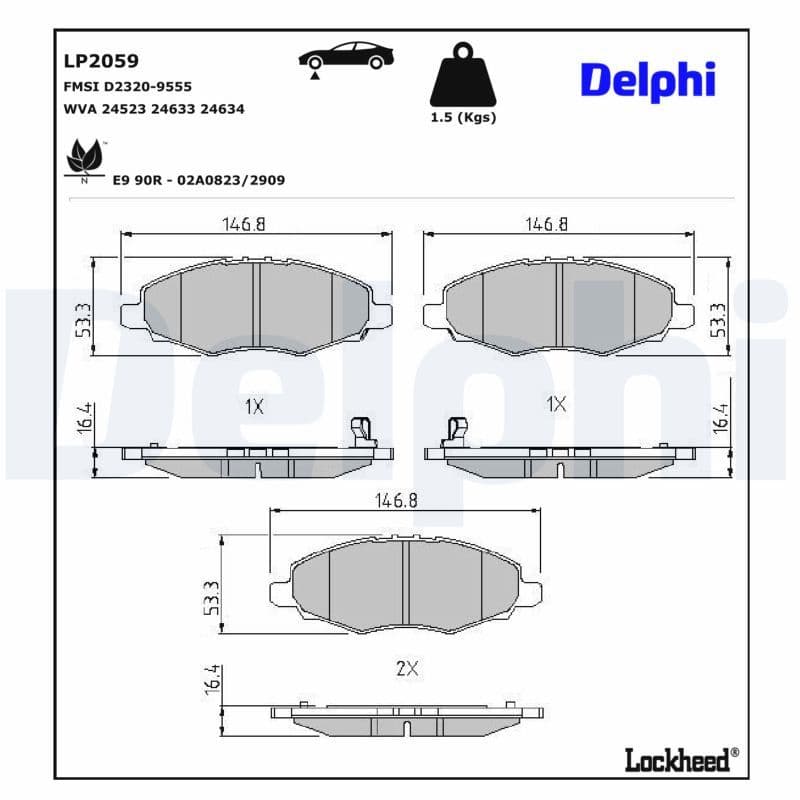 set placute frana,frana disc DELPHI LP2059
