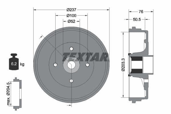 Tambur frana TEXTAR 94041400