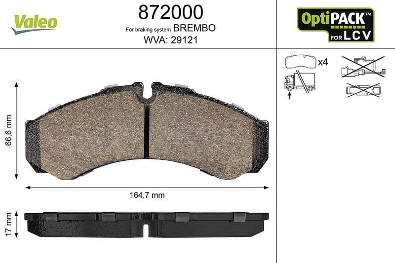 set placute frana,frana disc VALEO OPTIPACK for LCV 872000
