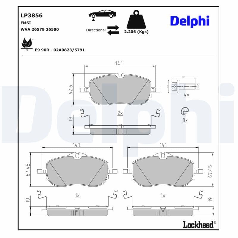 set placute frana,frana disc DELPHI LP3856