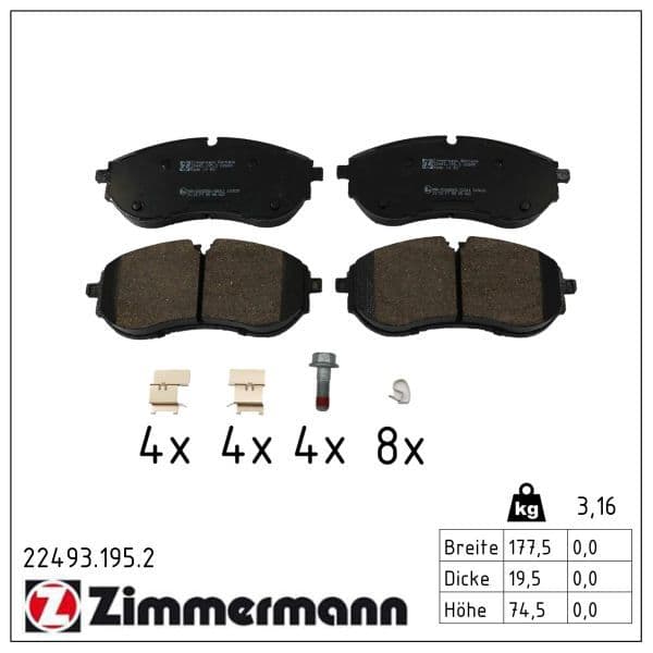 set placute frana,frana disc ZIMMERMANN 22493.195.2