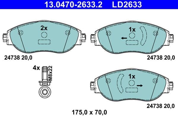 set placute frana,frana disc ATE Ceramic 13.0470-2633.2