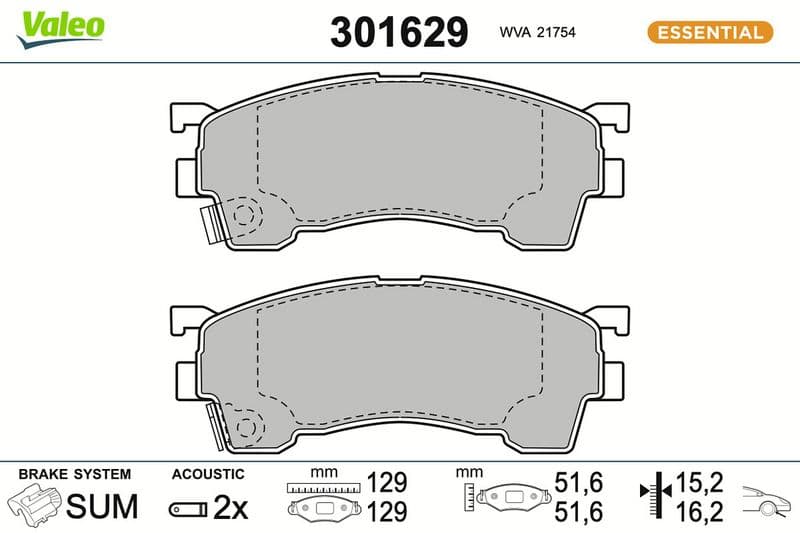 set placute frana,frana disc VALEO ESSENTIAL 301629