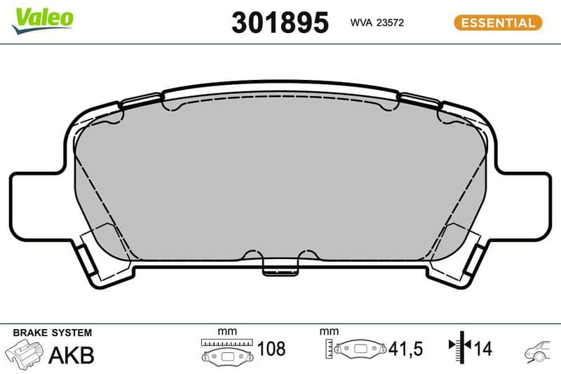 set placute frana,frana disc VALEO ESSENTIAL 301895