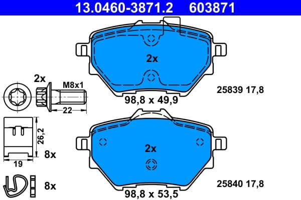 set placute frana,frana disc ATE 13.0460-3871.2