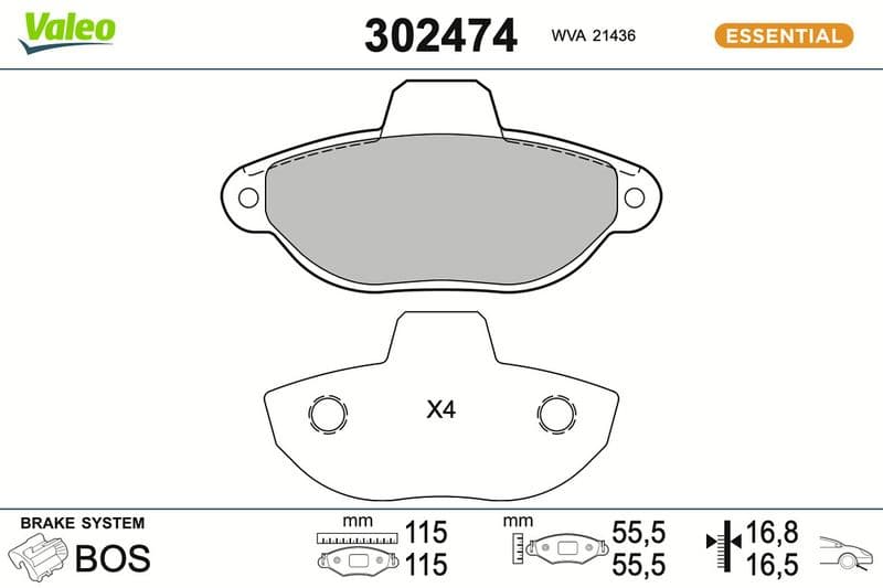 set placute frana,frana disc VALEO 302474