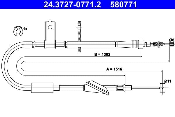 Cablu, frana de parcare ATE 24.3727-0771.2