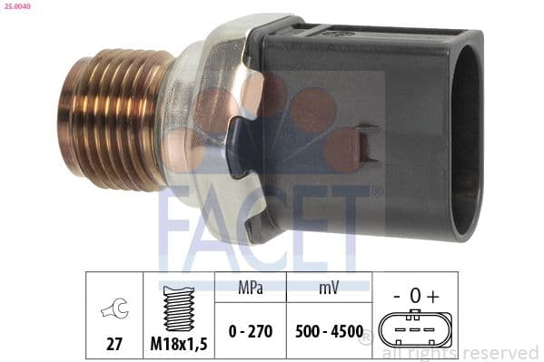 Senzor, presiune combustibil FACET OE Equivalent 25.0040