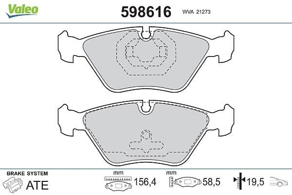 set placute frana,frana disc VALEO 598616