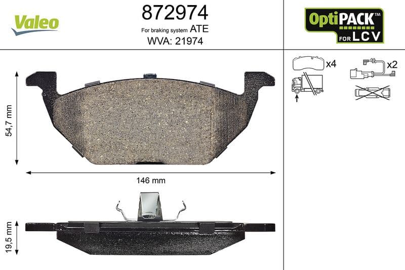 set placute frana,frana disc VALEO 872974