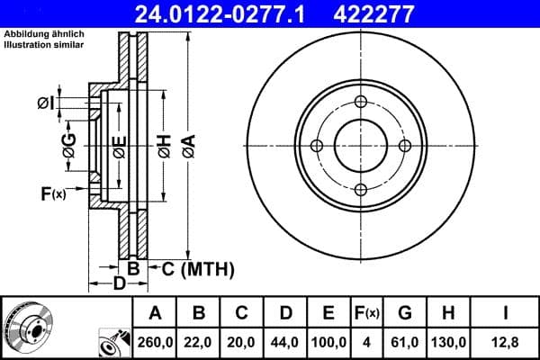 Disc frana ATE 24.0122-0277.1