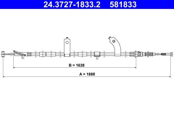 Cablu, frana de parcare ATE 24.3727-1833.2