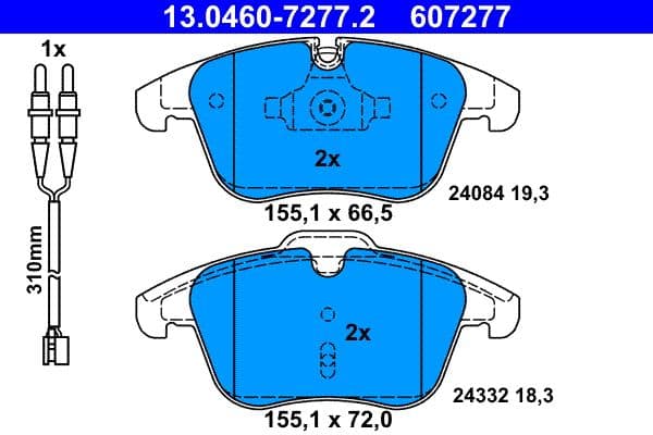 set placute frana,frana disc ATE 13.0460-7277.2