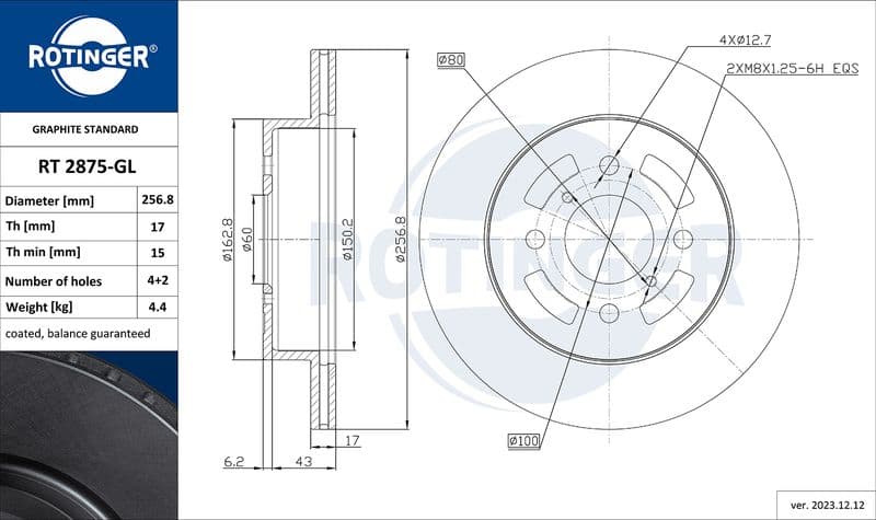 Disc frana ROTINGER GRAPHITE LINE RT 2875-GL