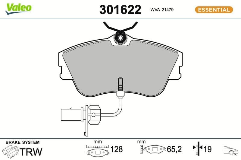 set placute frana,frana disc VALEO ESSENTIAL 301622