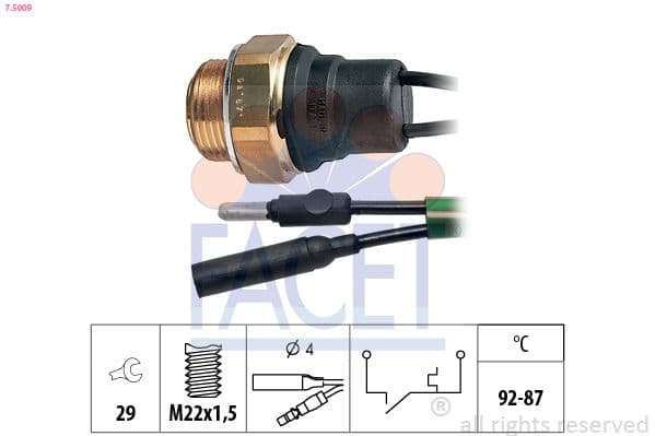 Comutator temperatura, ventilator radiator FACET Made in Italy - OE Equivalent 7.5009