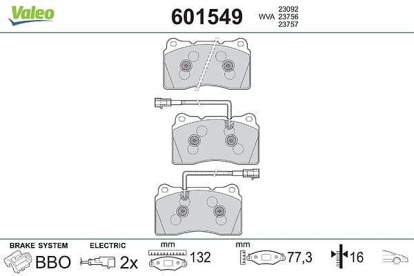 set placute frana,frana disc VALEO 601549