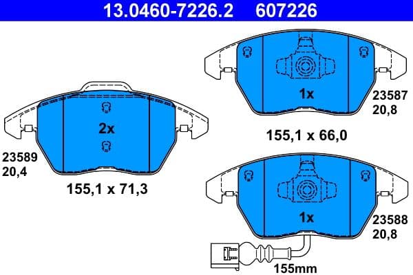 set placute frana,frana disc ATE 13.0460-7226.2