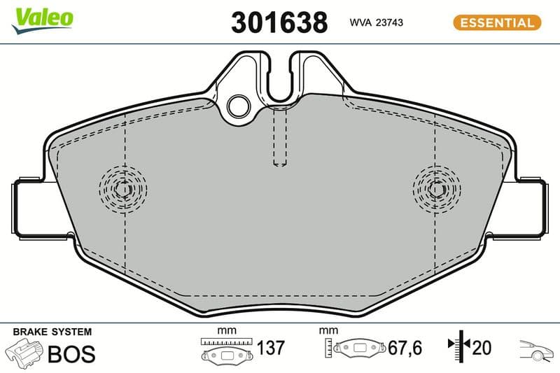 set placute frana,frana disc VALEO ESSENTIAL 301638