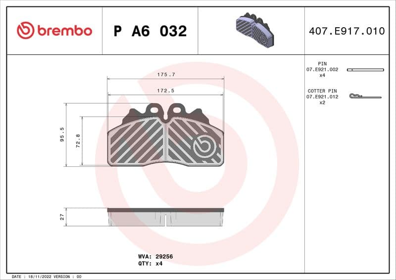set placute frana,frana disc BREMBO PRIME LINE P A6 032