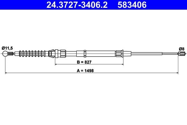 Cablu, frana de parcare ATE 24.3727-3406.2