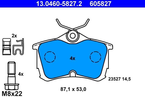 set placute frana,frana disc ATE 13.0460-5827.2