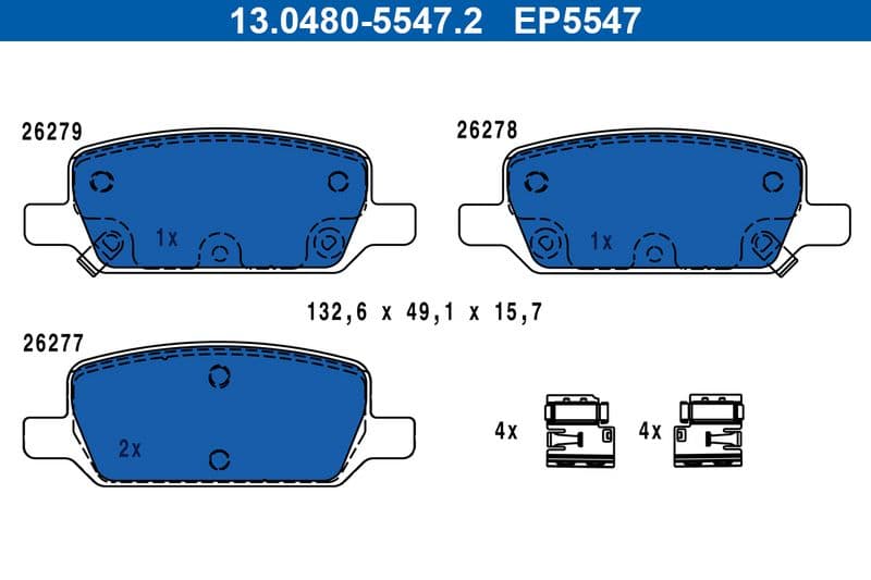 set placute frana,frana disc ATE 13.0480-5547.2