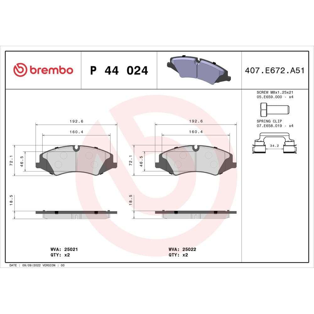 Set placute frana disc BREMBO P 44 024