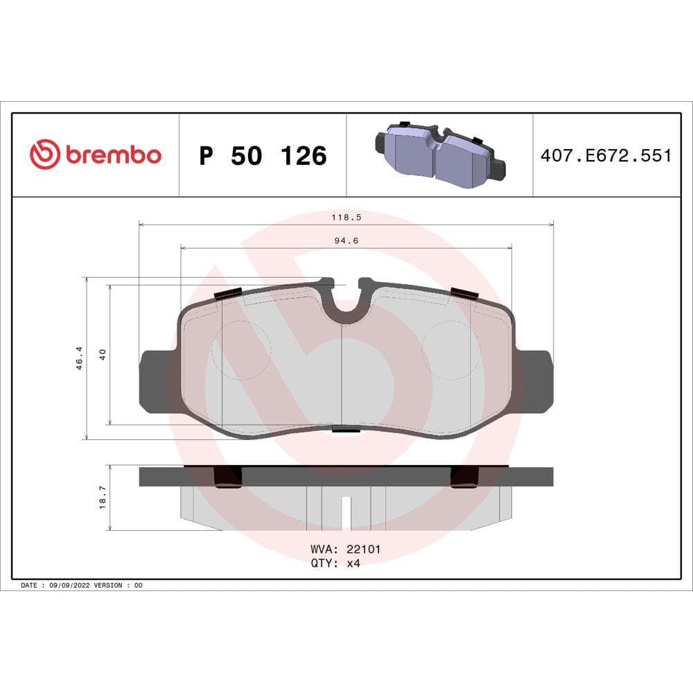 Set placute frana disc BREMBO P 50 126