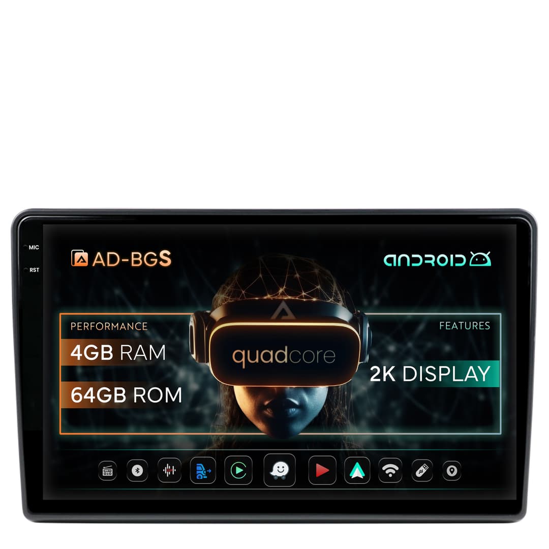 Navigatie 2K Ford Fiesta (2018+), Android, S-Quadcore 4GB RAM + 64GB ROM, 10.36 Inch - AD-BGS100042K+AD-BGRKIT133