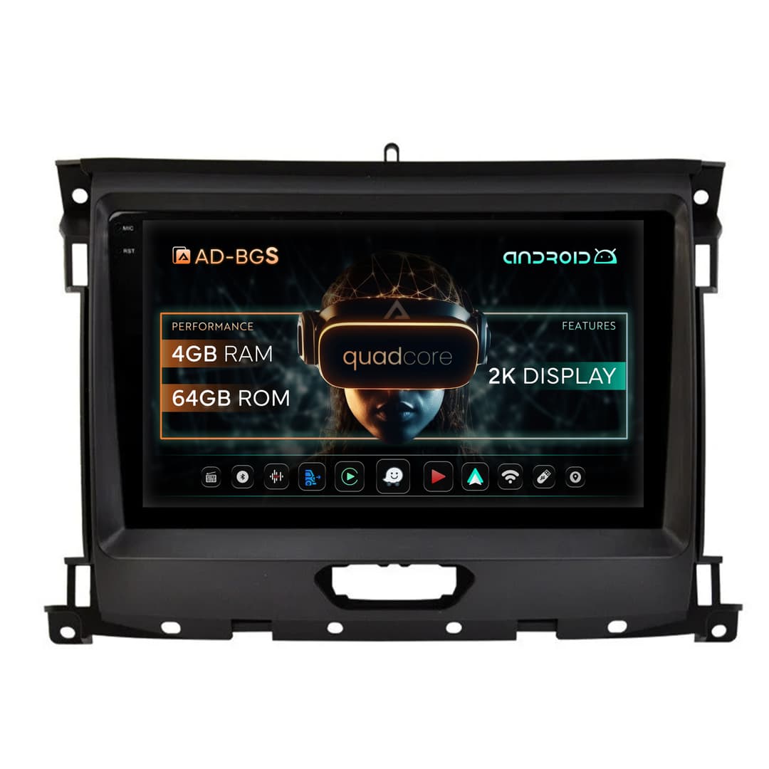 Navigatie 2K Ford Ranger (2015-2022), Android, S-Quadcore 4GB RAM + 64GB ROM, 9.5 Inch - AD-BGS90042K+AD-BGRKIT120V2