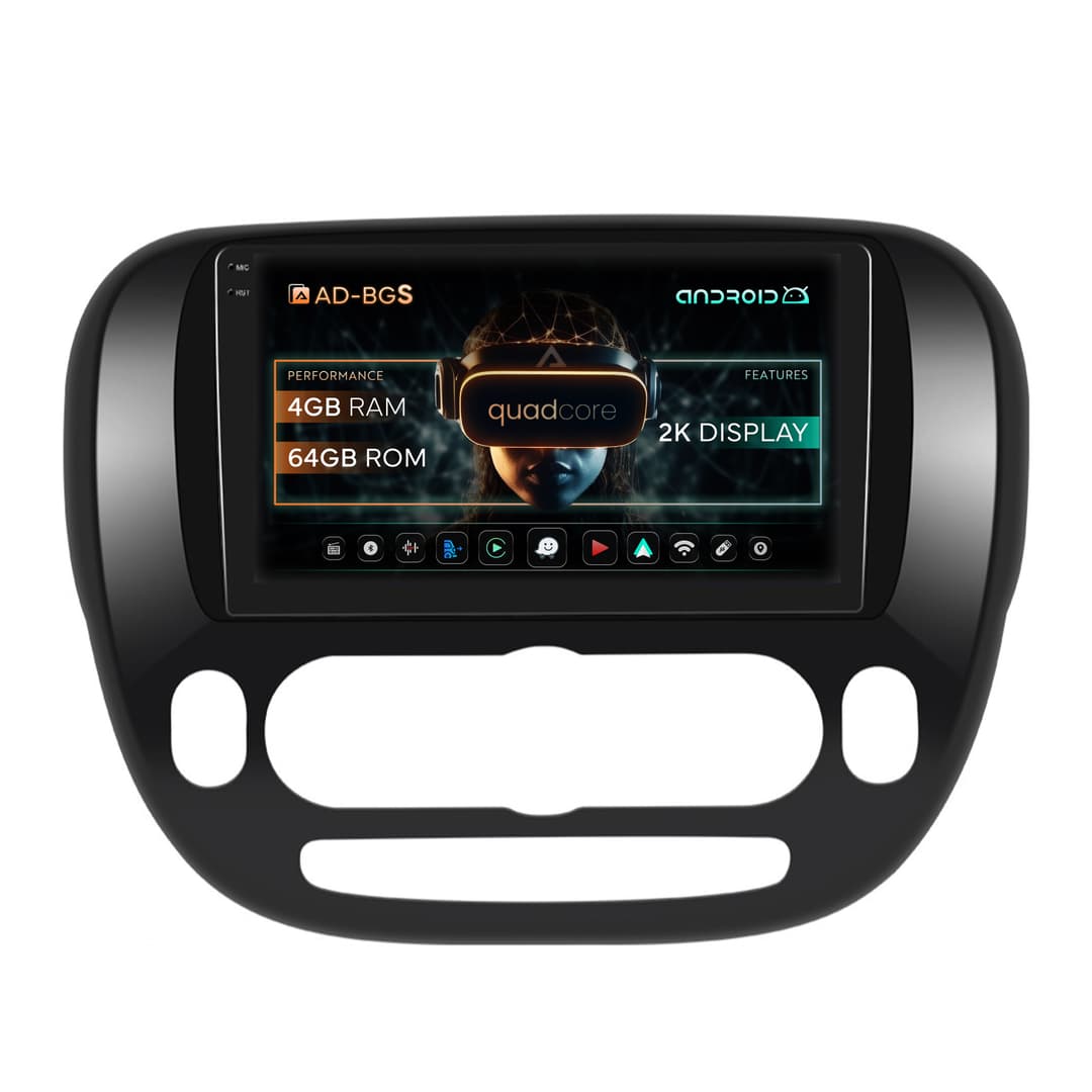 Navigatie 2K Kia Soul (2014-2019), Android, S-Quadcore 4GB RAM + 64GB ROM, 9.5 Inch - AD-BGS90042K+AD-BGRKIT233V1