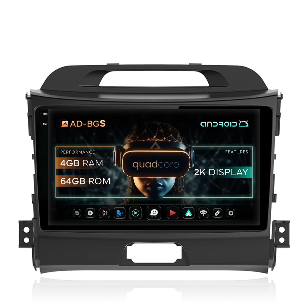 Navigatie 2K Kia Sportage (2010-2016), Android, S-Quadcore 4GB RAM + 64GB ROM, 9.5 Inch - AD-BGS90042K+AD-BGRKIT146