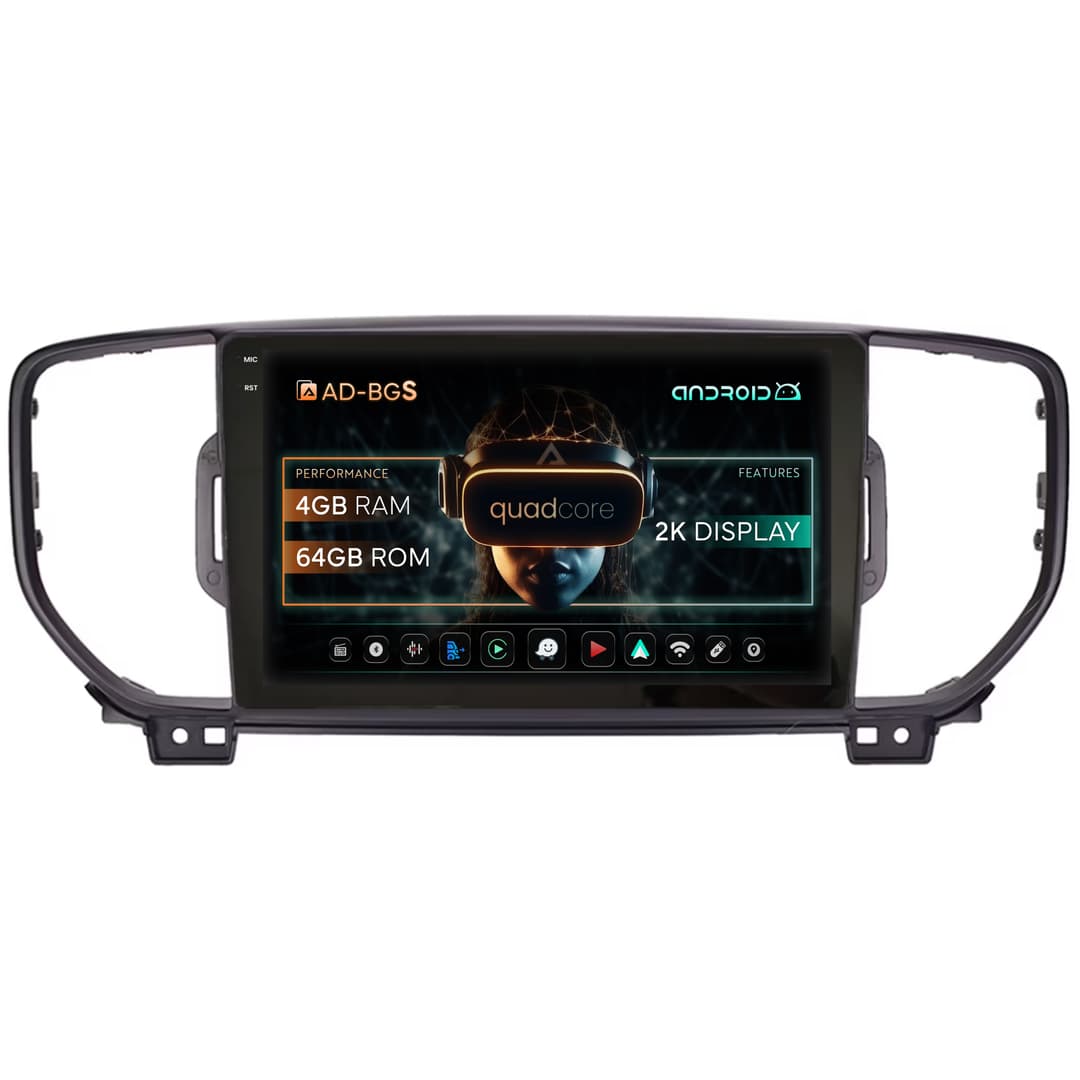 Navigatie 2K Kia Sportage (2016-2018), Android, S-Quadcore 4GB RAM + 64GB ROM, 9.5 Inch - AD-BGS90042K+AD-BGRKIT150V2-B