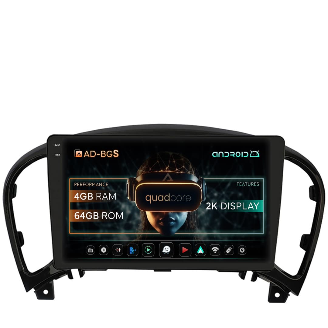 Navigatie 2K Nissan Juke (2010-2019), Android, S-Quadcore 4GB RAM + 64GB ROM, 9.5 Inch - AD-BGS90042K+AD-BGRKIT168