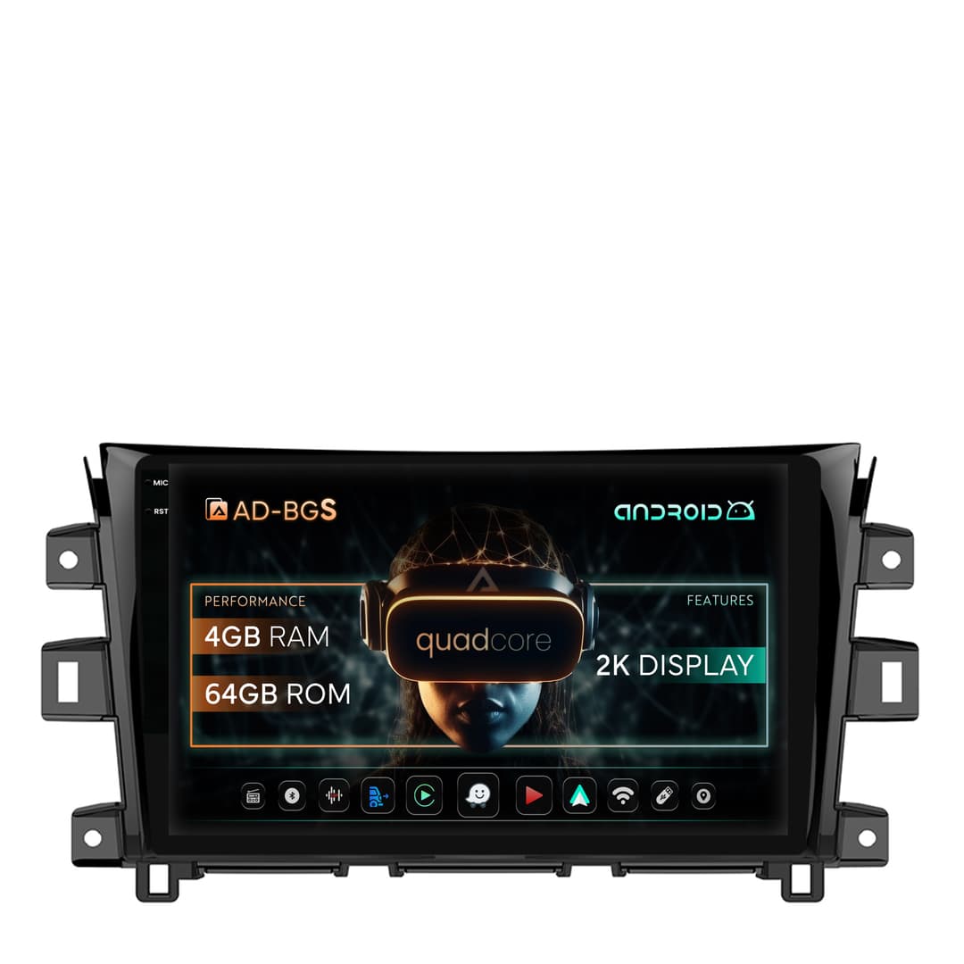 Navigatie 2K Nissan Navara (2015+), Android, S-Quadcore 4GB RAM + 64GB ROM, 10.36 Inch - AD-BGS100042K+AD-BGRKIT163