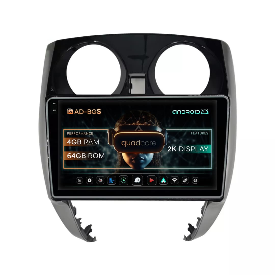 Navigatie 2K Nissan Note (2012-2019), Android, S-Quadcore 4GB RAM + 64GB ROM, 10.36 Inch - AD-BGS100042K+AD-BGRKIT167