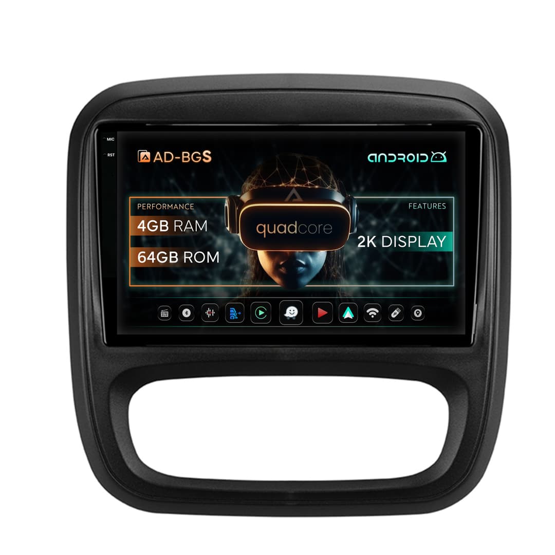 Navigatie 2K Opel Vivaro Renault Trafic Fiat Talento (2014-2017), Android, S-Quadcore 4GB RAM + 64GB ROM, 9.5 Inch - AD-BGS90042K+AD-BGRKIT389
