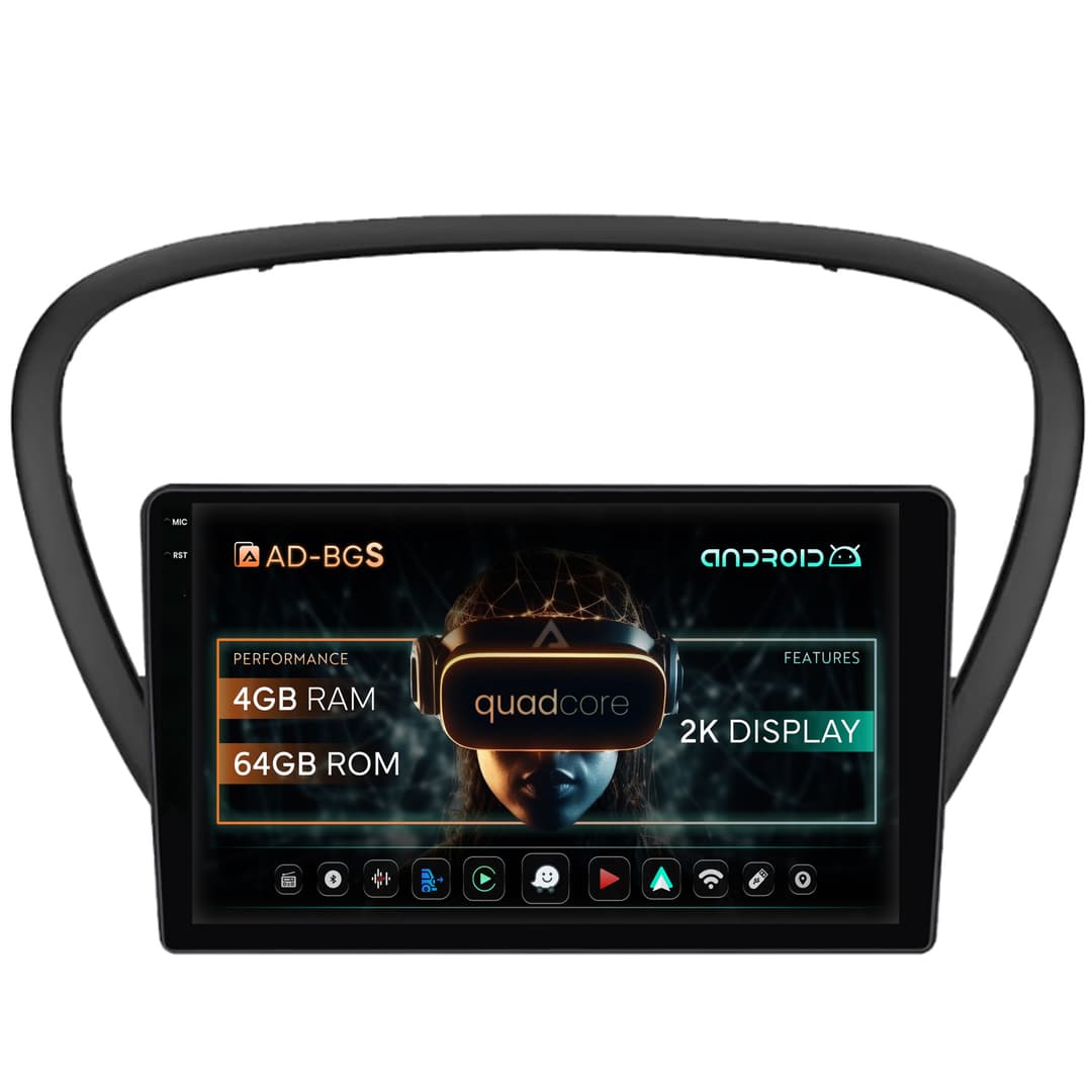 Navigatie 2K Peugeot 607 (2004-2011), Android, S-Quadcore 4GB RAM + 64GB ROM, 9.5 Inch - AD-BGS90042K+AD-BGRKIT266V4