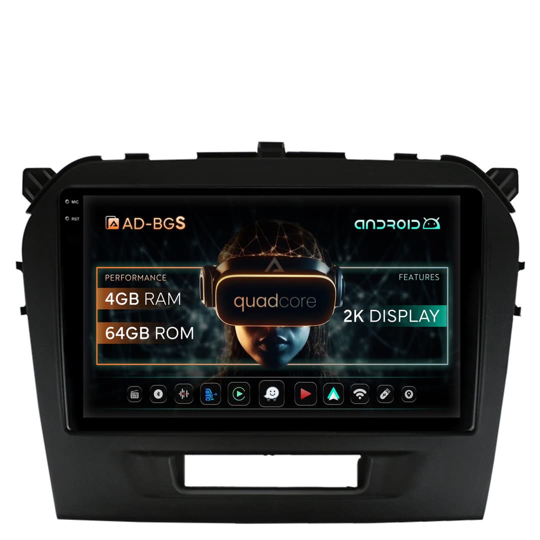 Navigatie 2K Suzuki Vitara (2015+), Android, S-Quadcore 4GB RAM + 64GB ROM, 9.5 Inch - AD-BGS90042K+AD-BGRKIT299