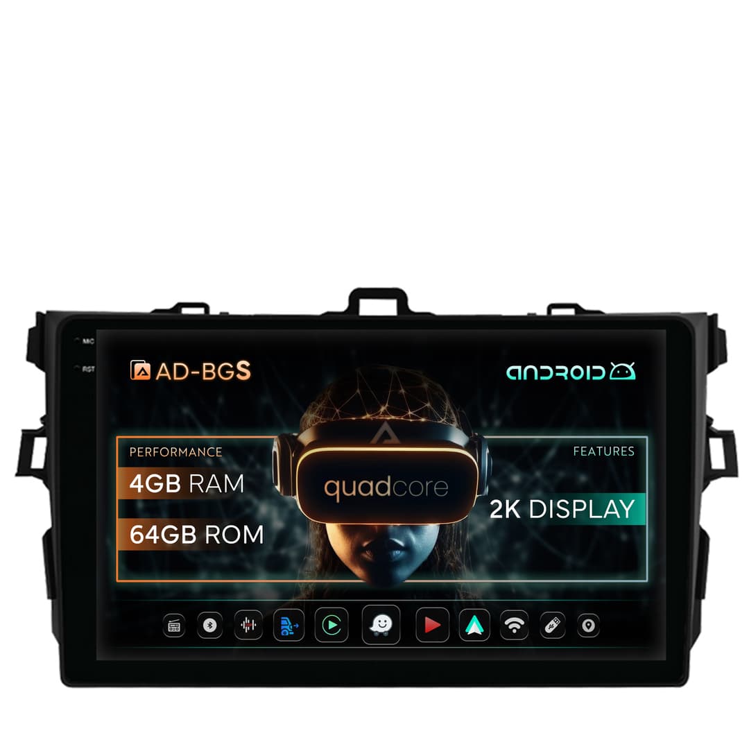 Navigatie 2K Toyota Corolla (2007-2013), Android, S-Quadcore 4GB RAM + 64GB ROM, 9.5 Inch - AD-BGS90042K+AD-BGRKIT091