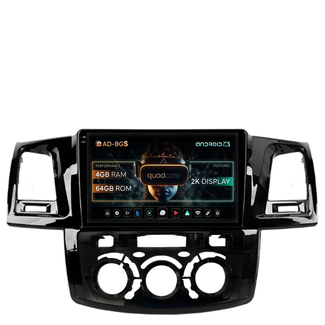 Navigatie 2K Toyota Hilux (2008-2014) Clima Manuala, Android, S-Quadcore 4GB RAM + 64GB ROM, 9.5 Inch - AD-BGS90042K+AD-BGRKIT082