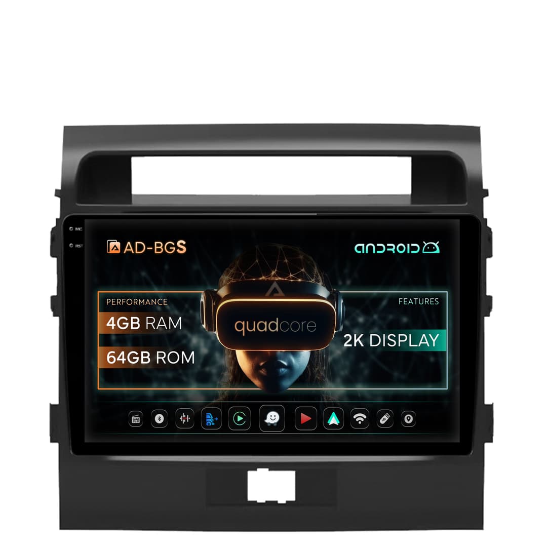 Navigatie 2K Toyota Land Cruiser 200 (2007-2015), Android, S-Quadcore 4GB RAM + 64GB ROM, 9.5 Inch - AD-BGS90042K+AD-BGRKIT075