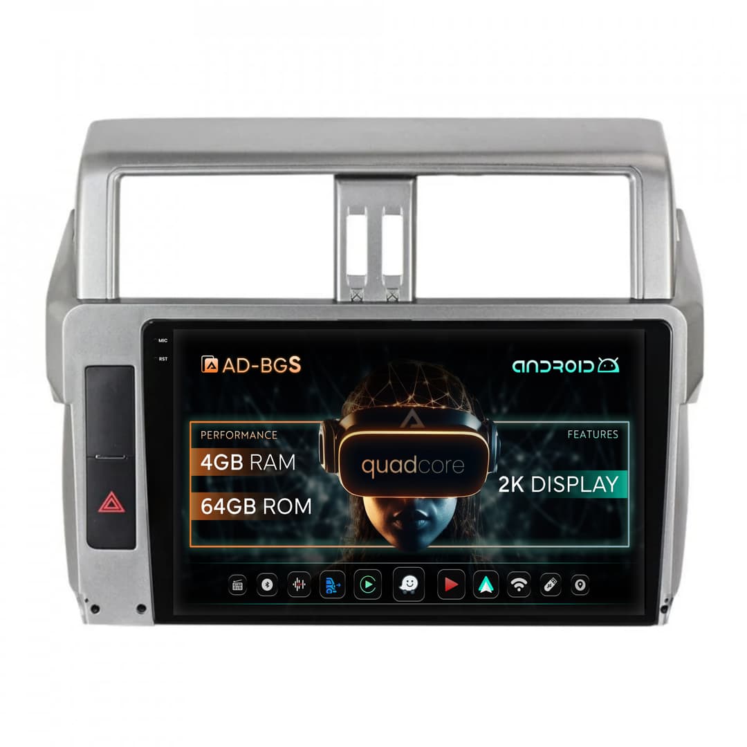Navigatie 2K Toyota Land Cruiser Prado J150 (2013-2017), Android, S-Quadcore 4GB RAM + 64GB ROM, 10.36 Inch - AD-BGS100042K+AD-BGRKIT061